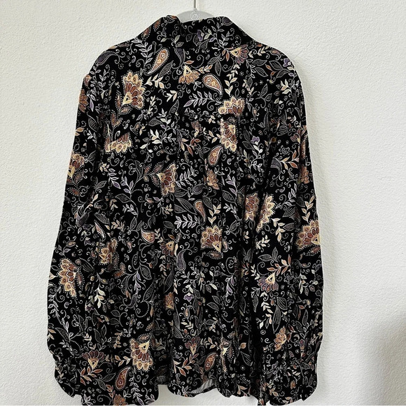 Michael Stars Alexei Printed Bow Front Button-Down Shirt in 3X - New! - Picture 4 of 9